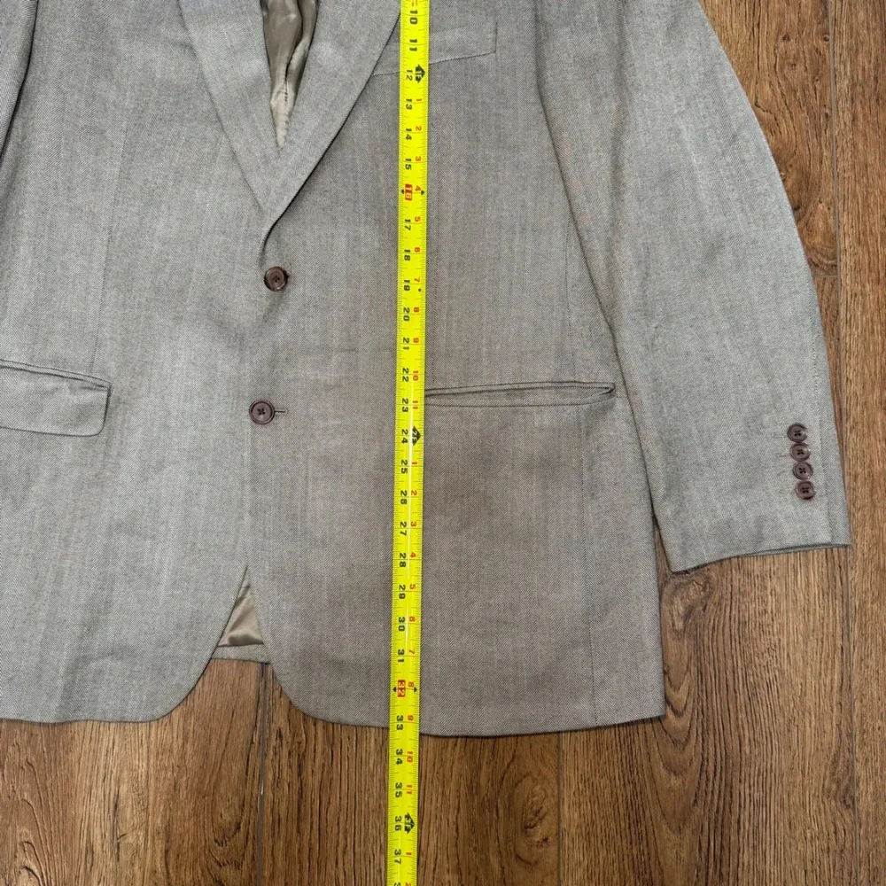 Ralph‎ Lauren 100% Silk Blazer Men's 46R Brown Tan Luxury Sport Coat Career